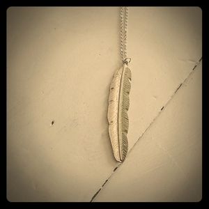 Silver feather necklace